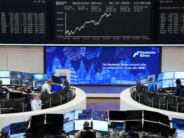 The German share price index DAX graph is depicted at the stock exchange in Frankfurt, Germany, on December 30, 2025. REUTERS/staff