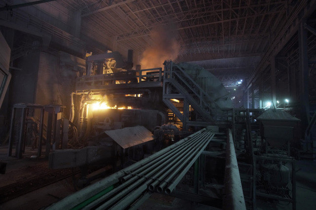 A general view of the interior of a Nucor steel factory in Blytheville, Arkansas, U.S., March 28, 2025. REUTERS/Karen Pulfer Focht