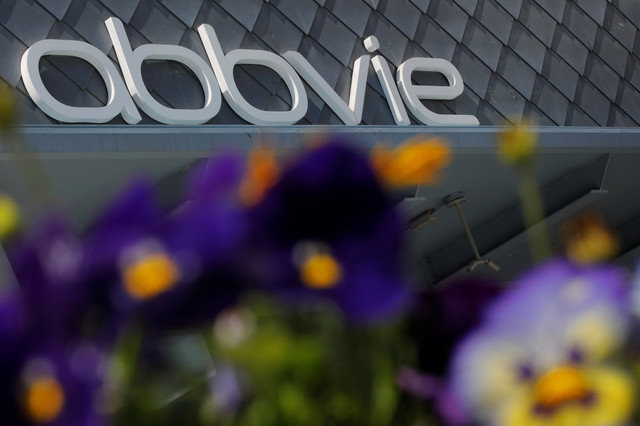 A sign stands outside an Abbvie facility in Cambridge, Massachusetts, U.S., on May 20, 2021. REUTERS/Brian Snyder