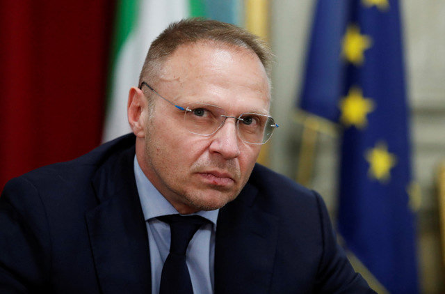 Italy's Agriculture Minister Francesco Lollobrigida looks on during an interview with Reuters, in Rome, Italy, May 5, 2023. REUTERS/Remo Casilli