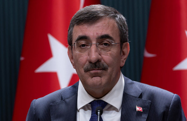 Turkey's Vice President Cevdet Yilmaz attends a press conference to unveil a savings measures package in Ankara, Turkey, May 13, 2024. REUTERS/Umit Bektas