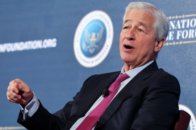 Jamie Dimon, Chairman and CEO of JPMorgan Chase, speaks at the Reagan National Defense Forum held at the Ronald Reagan Presidential Library in Simi Valley, California, U.S., on December 6, 2025. REUTERS/Jonathan Alcorn