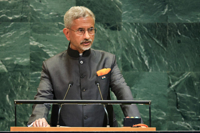 FOTO DE ARCHIVO: El Ministro de Asuntos Exteriores de India, Subrahmanyam Jaishankar, se dirige a la 80ª Asamblea General de las Naciones Unidas (UNGA) en la sede de la ONU en la ciudad de Nueva York, EE.UU., el 27 de septiembre de 2025. REUTERS/Caitlin Ochs/File Photo