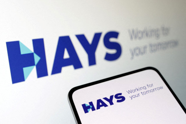 صورة أرشيفية: شعار شركة Hays Plc يظهر في هذا الرسم التوضيحي الذي تم التقاطه في 10 أبريل 2023. REUTERS/Dado Ruvic/Illustration/File Photo