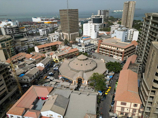 A drone view shows Kermel Market in downtown Dakar, Senegal, May 21, 2025. REUTERS/Zohra Bensemra