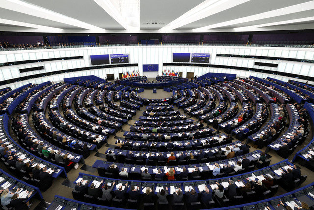 FILE PHOTO: A general view of the plenary room of the European Parliament in Strasbourg, France, on January 20, 2026, ahead of an address by Kaja Kallas, EU High Representative for Foreign Affairs and Security Policy and European Commission Vice-President, on the territorial integrity and sovereignty of Greenland and the Kingdom of Denmark. REUTERS/Yves Herman/File Photo