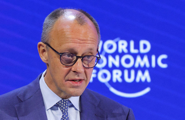 O chanceler alemão Friedrich Merz participa da 56ª reunião anual do Fórum Econômico Mundial (WEF) em Davos, na Suíça, em 22 de janeiro de 2026. REUTERS/Denis Balibouse