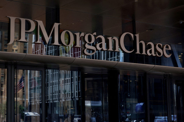 FILE PHOTO: The JPMorgan Chase sign is displayed at the company's headquarters located at 270 Park Avenue in Midtown, New York City, U.S., on September 9, 2025. REUTERS/Shannon Stapleton/File Photo