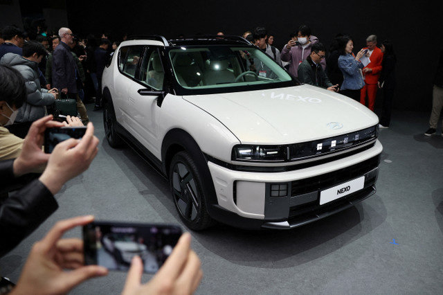 A Hyundai Motor’s all-new NEXO is on display at the 2025 Seoul Mobility Show in Goyang, South Korea, April 3, 2025. REUTERS/Kim Hong-Ji