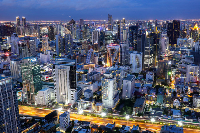 Bangkok's skyline is photographed during sunset in Bangkok, Thailand, July 3, 2023. REUTERS/Athit Perawongmetha