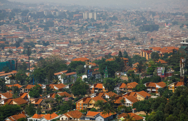 An aerial view shows residential neighborhoods in Kampala, Uganda on January 17, 2026. REUTERS/Thomas Mukoya