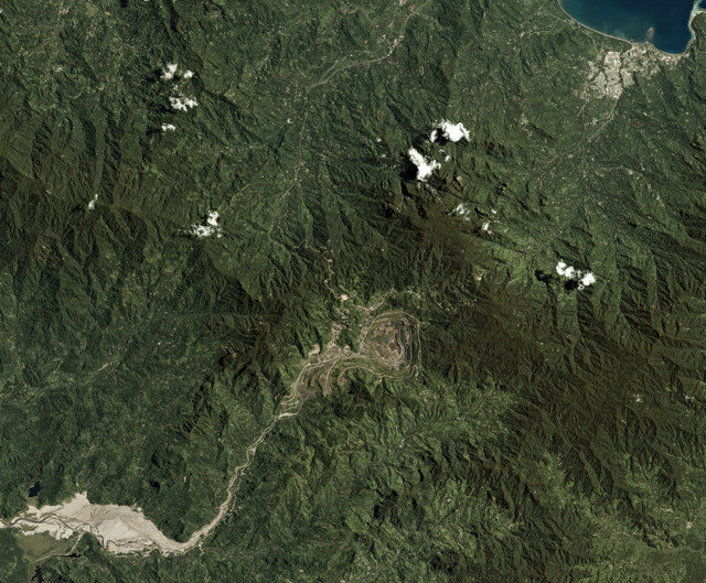 The Panguna mine is seen in Bougainville, Papua New Guinea, in this Planet Labs satellite photo received by Reuters September 26, 2017. Trevor Hammond/Planet Labs/Handout via REUTERS