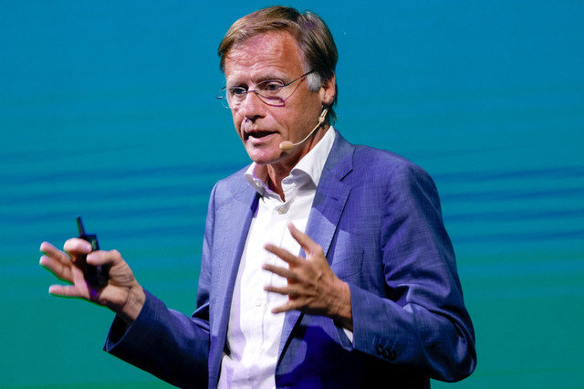 Jochen Hanebeck, CEO of Infineon Technologies AG, gives a keynote speech at SEMICON 2025 in Taipei, Taiwan, September 10, 2025. REUTERS/Ann Wang