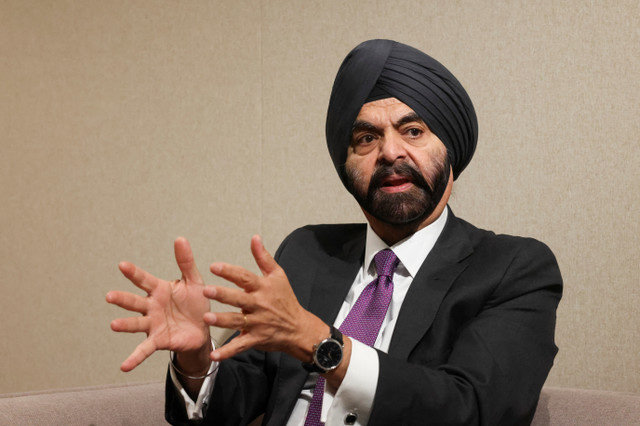 World Bank President Ajay Banga gestures during an interview with Reuters in Karachi, Pakistan February 4, 2026. REUTERS/Akhtar Soomro