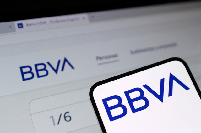 O logótipo do BBVA é visto nesta ilustração capturada em 3 de dezembro de 2025. REUTERS/Dado Ruvic/Illustration