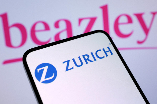 تظهر شعارات شركتي زيورخ للتأمين وبيزلي في هذا الرسم التوضيحي الذي تم التقاطه في 22 يناير 2026. REUTERS/Dado Ruvic/Illustration/File Photo