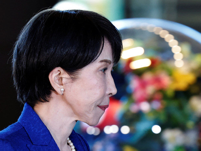 Japan's Prime Minister Sanae Takaichi, leader of the ruling Liberal Democratic Party (LDP), arrives at the Prime Minister's office following her party's historic election victory in Tokyo, Japan, February 9, 2026. REUTERS/Kim Kyung-Hoon