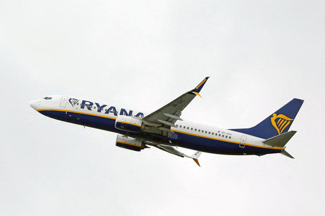 A Ryanair plane takes off from Dublin Airport in Dublin, Ireland on March 22, 2025. REUTERS/Clodagh Kilcoyne/File Photo