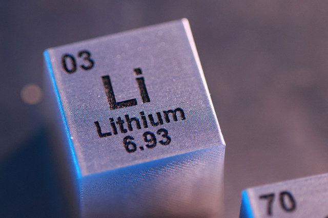 A block showing the symbol, atomic number, and mass number of the element Lithium (Li) is seen in this illustration taken January 21, 2026. REUTERS/Dado Ruvic/Illustration