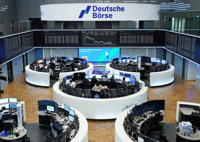 The German share price index DAX graph is pictured at the stock exchange in Frankfurt, Germany, January 14, 2026. REUTERS/staff