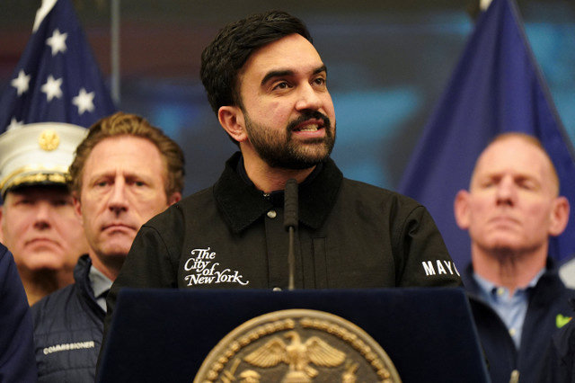 New York City Mayor Zohran Mamdani holds a press conference at the New York City Office of Emergency Management as a major winter storm spreads across the United States, in Brooklyn, New York City, U.S., January 25, 2026. REUTERS/Bing Guan