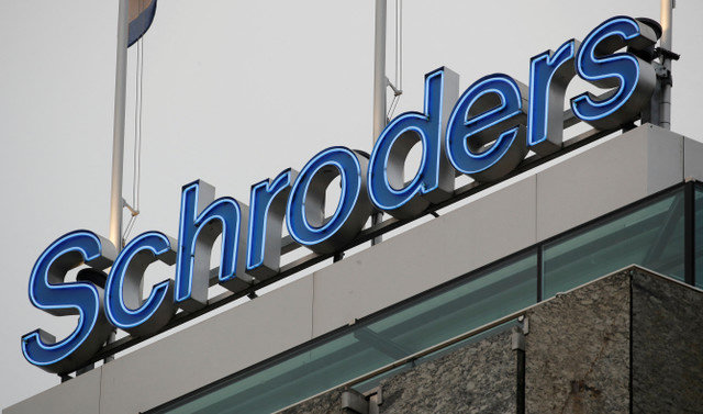 The logo of investment management company Schroders is seen at a branch in Zurich, Switzerland, on November 5, 2018. REUTERS/Arnd Wiegmann/File Photo