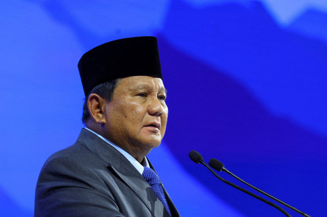 FOTO DE ARCHIVO: El presidente de Indonesia, Prabowo Subianto, asiste a la 56.ª reunión anual del Foro Económico Mundial (FEM) en Davos, Suiza, el 22 de enero de 2026. REUTERS/Denis Balibouse/File Photo