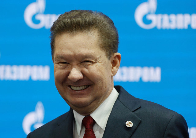资料照片:俄罗斯天然气工业股份公司(Gazprom)首席执行官阿列克谢·米勒(Alexei Miller)于2025年10月9日在俄罗斯圣彼得堡出席圣彼得堡国际天然气论坛。REUTERS/Anton Vaganov/File Photo