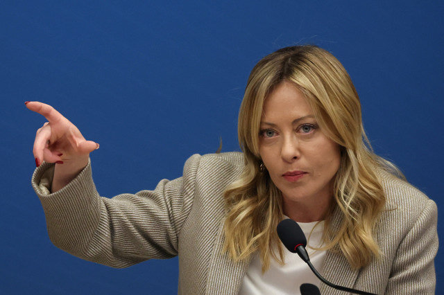 La primera ministra de Italia, Giorgia Meloni, asiste a su conferencia de prensa de fin de año en Roma, Italia, el 9 de enero de 2026. REUTERS/Vincenzo Livieri