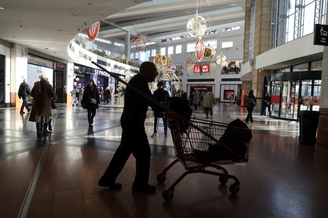 A man pushes a trolley in a shopping centre in Warsaw, Poland, November 26, 2024. REUTERS/Kacper Pempel