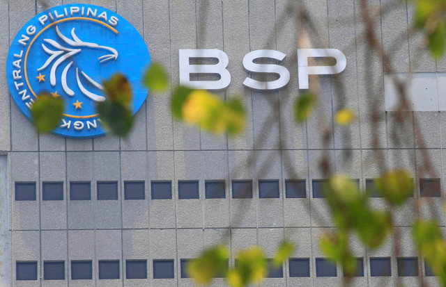 FILE PHOTO: The logo of the Bangko Sentral ng Pilipinas (Central Bank of the Philippines) is pictured at its headquarters in Manila, Philippines, on April 28, 2016. REUTERS/Romeo Ranoco/File Photo