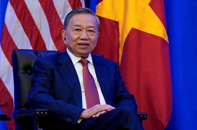 Tổng Bí thư Đảng Cộng sản Việt Nam Tô Lâm gặp Tổng thống Mỹ Joe Biden (không có trong ảnh) bên lề khóa họp thứ 79 của Đại hội đồng Liên Hợp Quốc (UNGA) tại thành phố New York, Mỹ, ngày 25 tháng 9 năm 2024. REUTERS/Elizabeth Frantz/File Photo