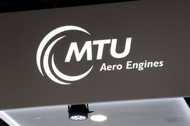 FILE PHOTO: The MTU Aero Engines logo is displayed at the 54th International Paris Air Show at Le Bourget Airport near Paris, France, June 22, 2023. REUTERS/Benoit Tessier/File Photo