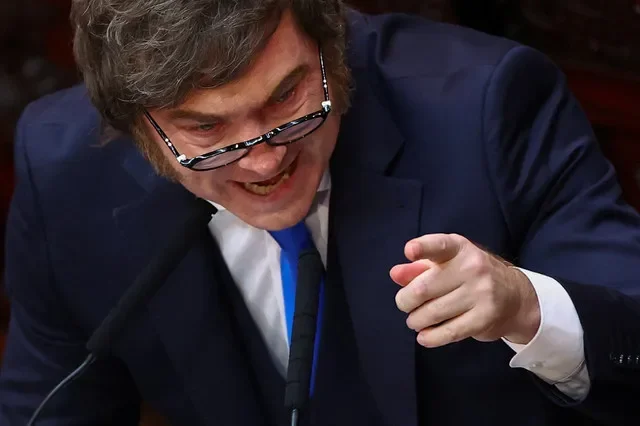 阿根廷总统哈维尔·米莱于2026年3月1日在布宜诺斯艾利斯国民议会开幕式上致辞。路透社/Agustin Marcarian