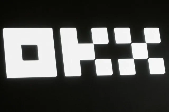 The logo of the OKX cryptocurrency exchange displayed during the Hong Kong Web3 Festival in April 2023.
