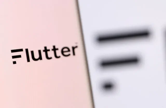 A smartphone displays the Flutter logo in this illustrative photo from December 2021. REUTERS/Dado Ruvic/Illustration