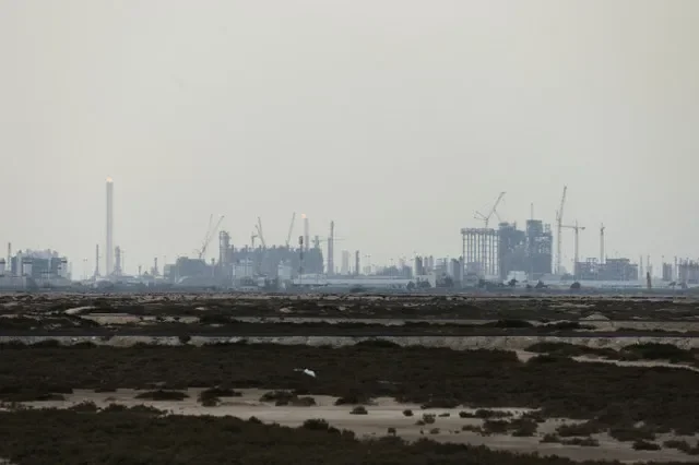 An aerial view of the QatarEnergy liquefied natural gas production plants in Ras Laffan Industrial City, Qatar, taken during the ongoing regional tensions on March 2, 2026. REUTERS/Stringer