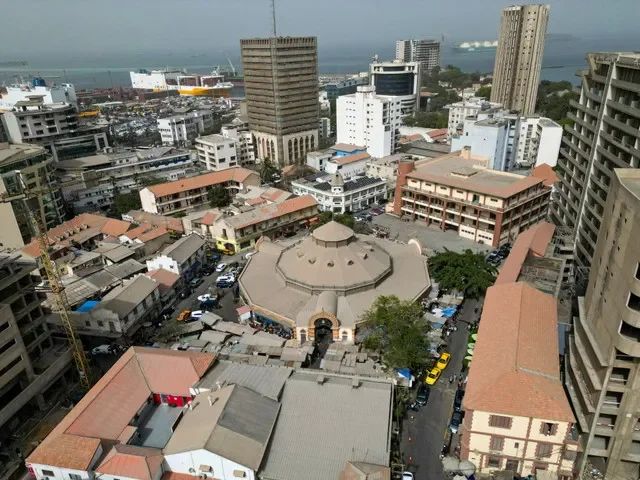 An aerial perspective of the Kermel Market located in the heart of Dakar, Senegal, captured on May 21, 2025. REUTERS/Zohra Bensemra