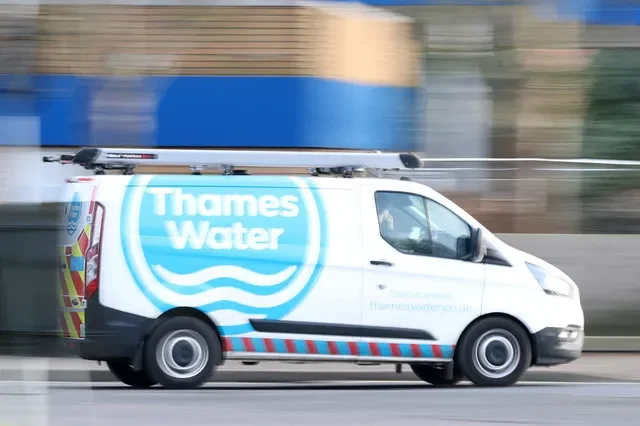 A Thames Water service vehicle is driven in London, Britain, February 17, 2025. REUTERS/Toby Melville