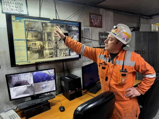 A staff member oversees the processing of ore at the world's premier underground copper mine, El Teniente, in Chile.