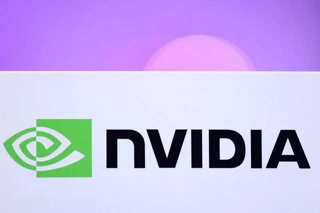 The Nvidia logo displayed at the Adopt AI International Summit held at the Grand Palais in Paris, France. REUTERS/Abdul Saboor/File Photo