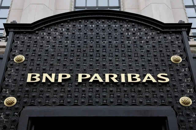 The BNP Paribas corporate logo is displayed on the exterior of a branch office in Paris, France, captured in April 2025. REUTERS/Stephanie Lecocq