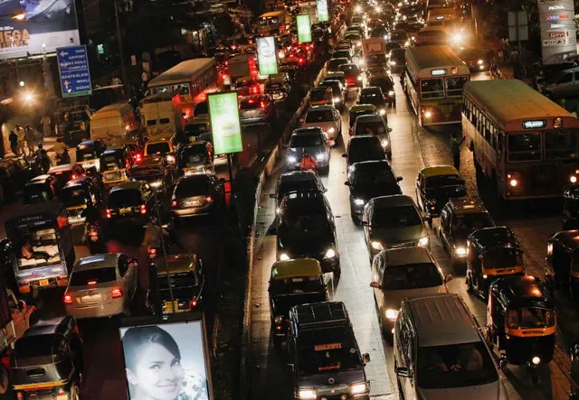 Heavy traffic congestion during peak hours in Mumbai, captured in a file photo by Danish Siddiqui for Reuters.