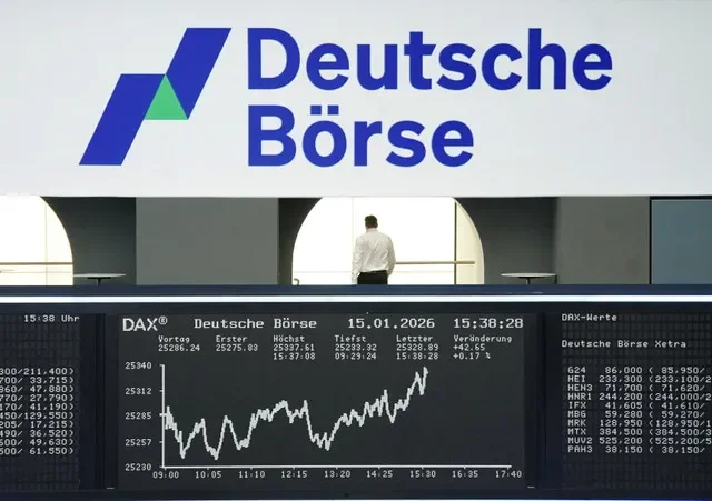 A graph of the German DAX share price index is displayed at the Frankfurt Stock Exchange. REUTERS/staff