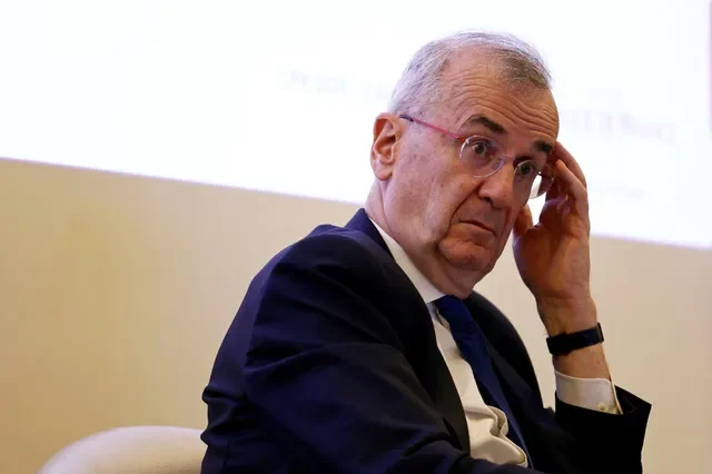 Francois Villeroy de Galhau, Governor of the Bank of France, listens to questions during a press conference in Paris. REUTERS/Abdul Saboor