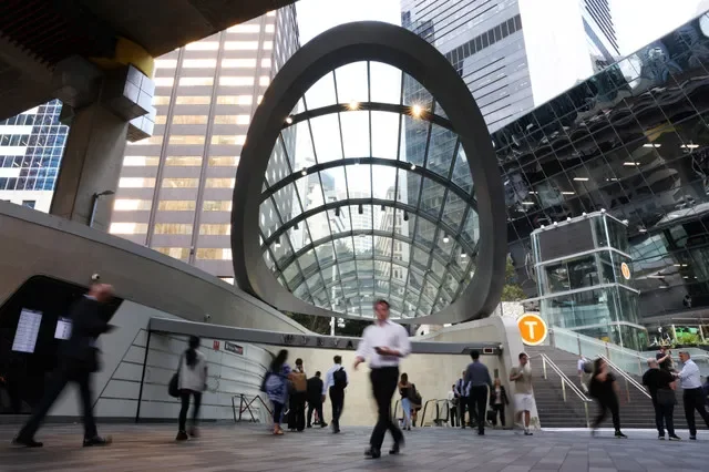 Pedestrians move through the area surrounding Wynyard Station in Sydney, captured on March 25, 2026. REUTERS/Hollie Adams