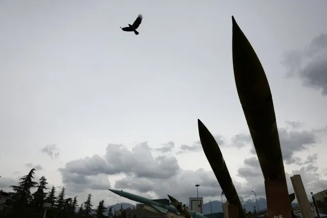 Iranian missiles are displayed in a park, amid the U.S.-Israeli conflict with Iran, in Tehran, Iran, March 26, 2026. Majid Asgaripour/WANA (West Asia News Agency) via REUTERS