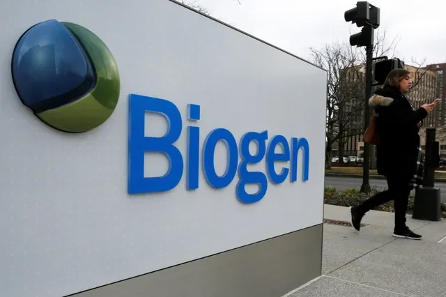 A sign identifies a Biogen facility in Cambridge, Massachusetts, where the company conducts its operations. REUTERS/Brian Snyder