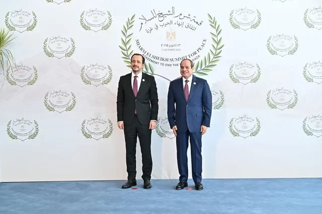 Egyptian President Abdel Fattah el-Sisi and Cypriot President Nikos Christodoulides participate in a high-level summit in Sharm el-Sheikh to discuss regional energy security and diplomatic relations. Egyptian Presidency/Handout via REUTERS/File Photo