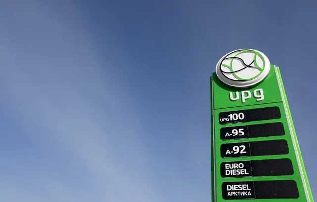 An empty price board at a gas station on the outskirts of Lviv, Ukraine, as fuel supplies ran low in March 2022. REUTERS/Kai Pfaffenbach